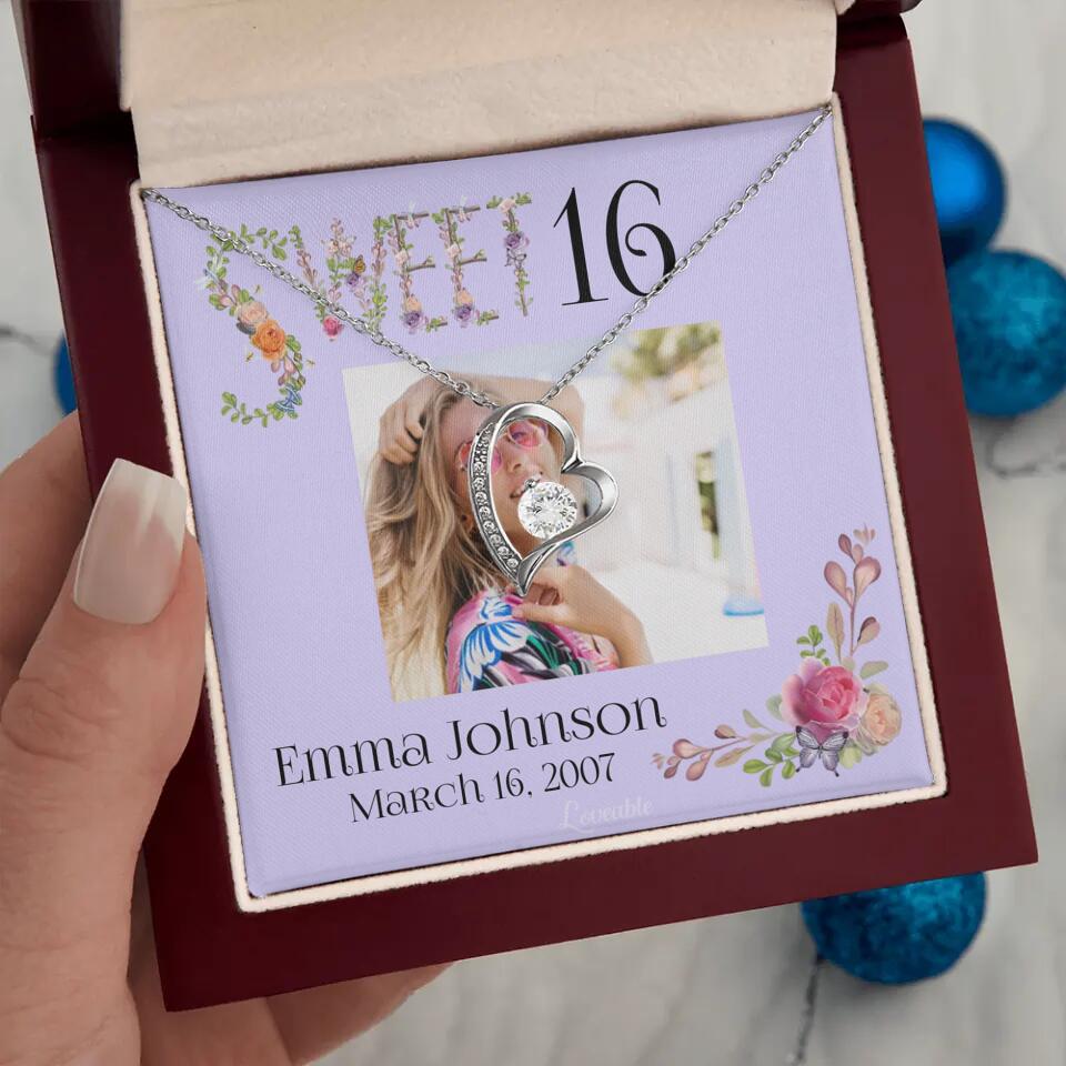 Sweet 16 - Personalized Necklace - Custom Name & Age - 16th Birthday Gift for Daughter