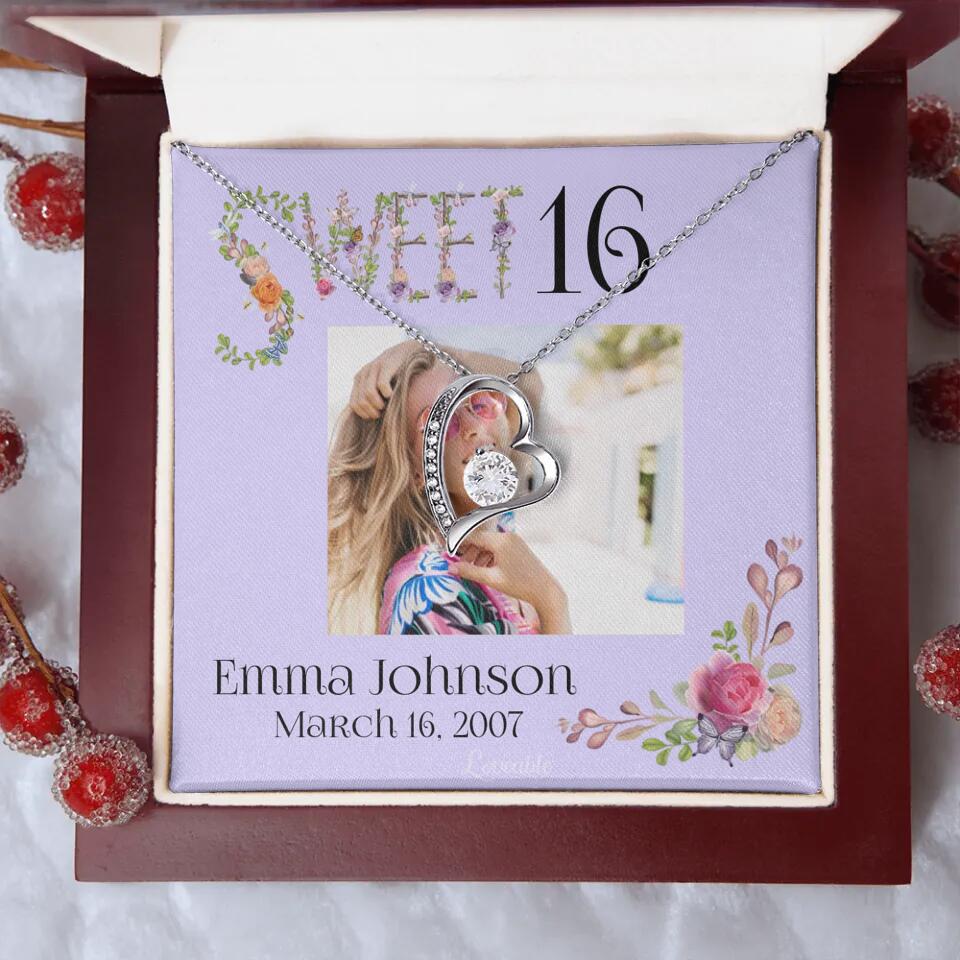 Sweet 16 - Personalized Necklace - Custom Name & Age - 16th Birthday Gift for Daughter