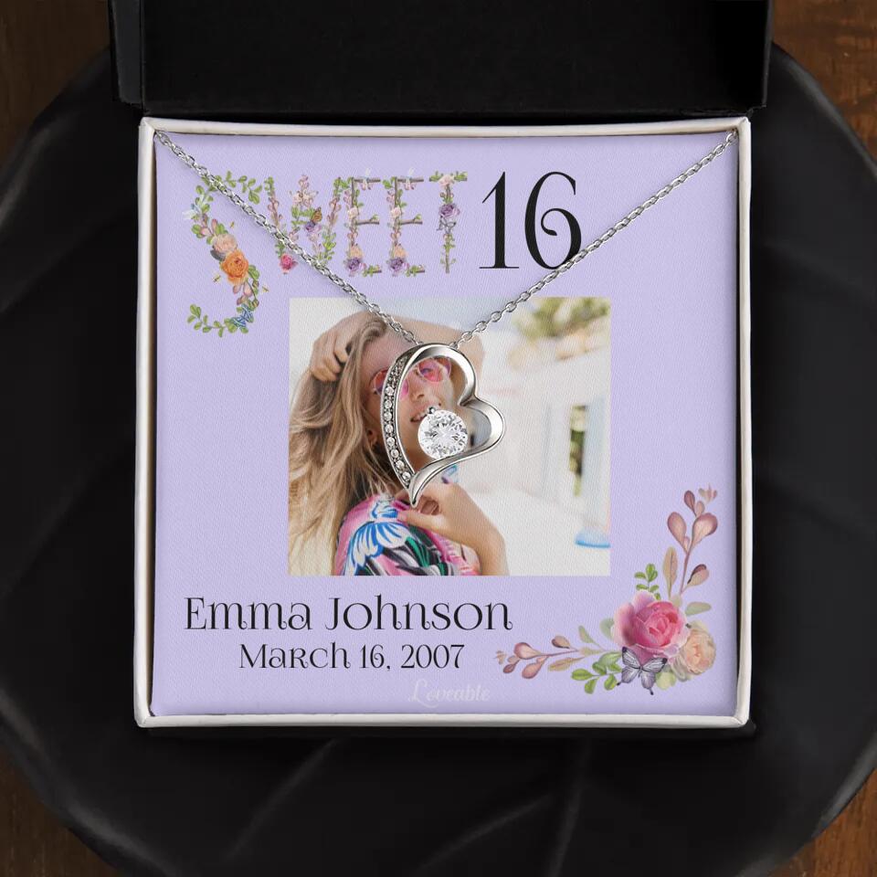 Sweet 16 - Personalized Necklace - Custom Name & Age - 16th Birthday Gift for Daughter