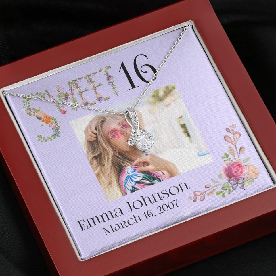 Sweet 16 - Personalized Necklace - Custom Name & Age - 16th Birthday Gift for Daughter