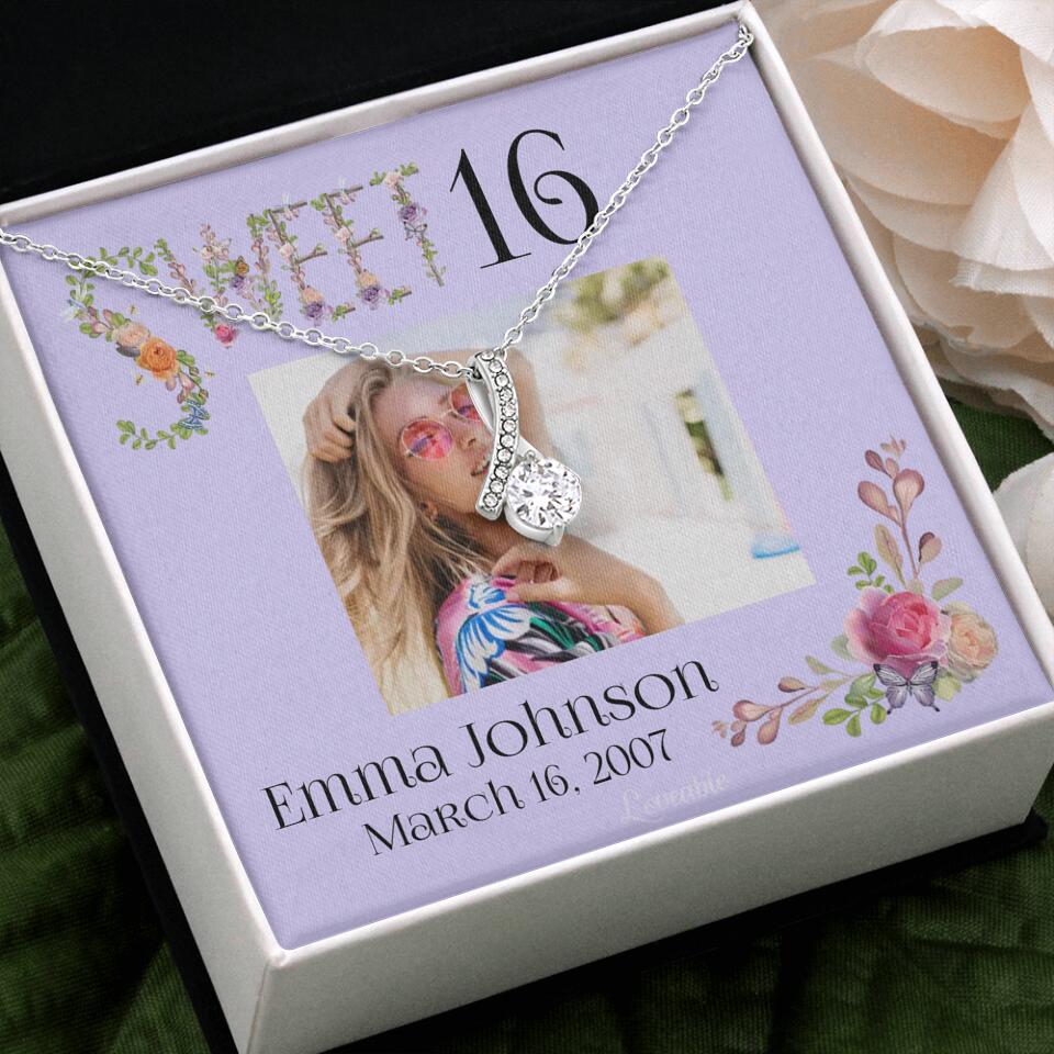 Sweet 16 - Personalized Necklace - Custom Name & Age - 16th Birthday Gift for Daughter