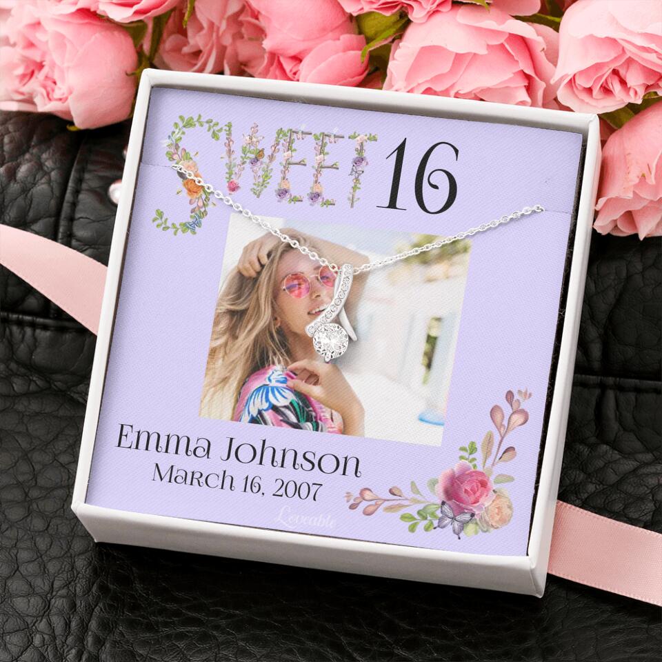 Sweet 16 - Personalized Necklace - Custom Name & Age - 16th Birthday Gift for Daughter
