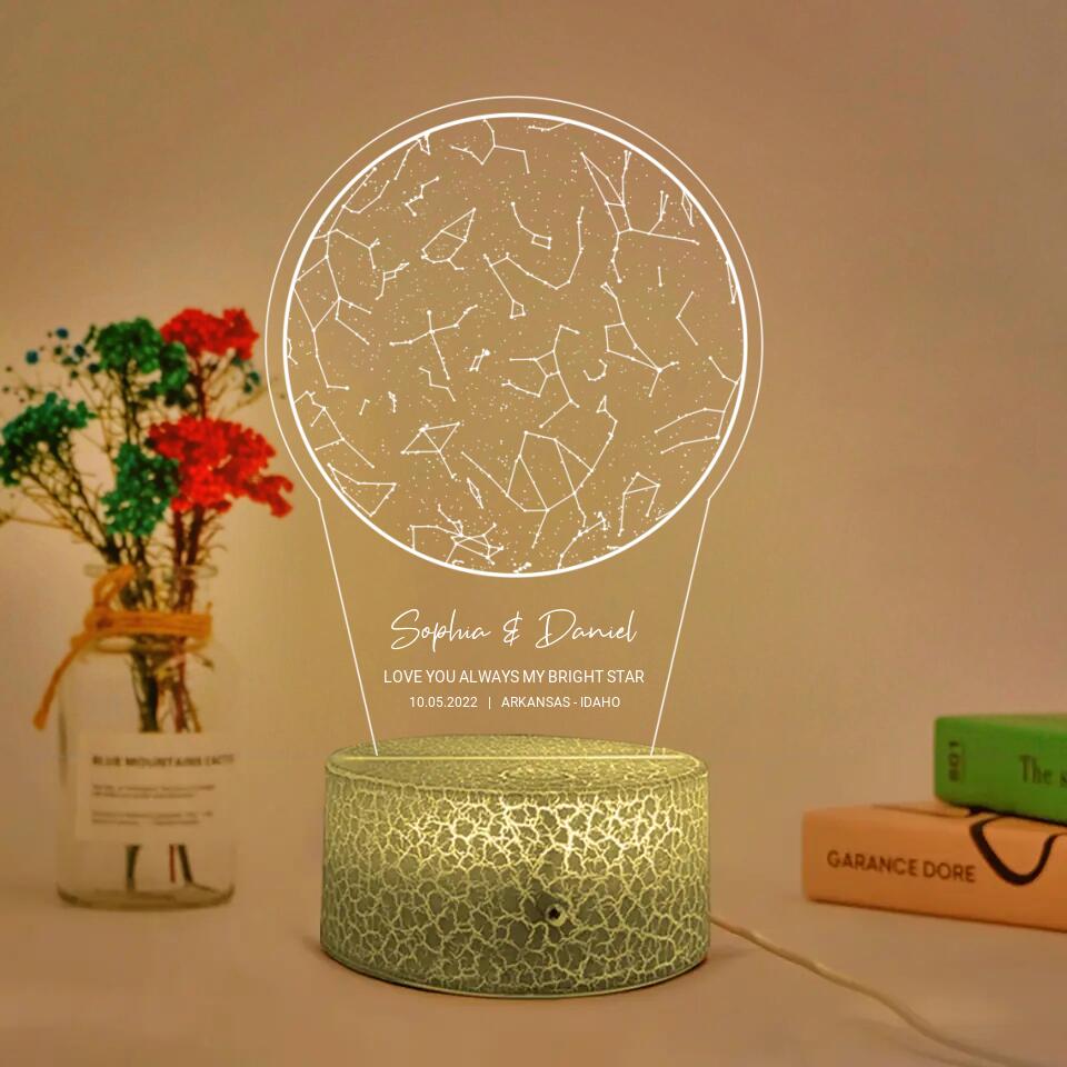 Love You Always My Bright Star - Custom Star Map 3D Led Light - Anniversary Gift