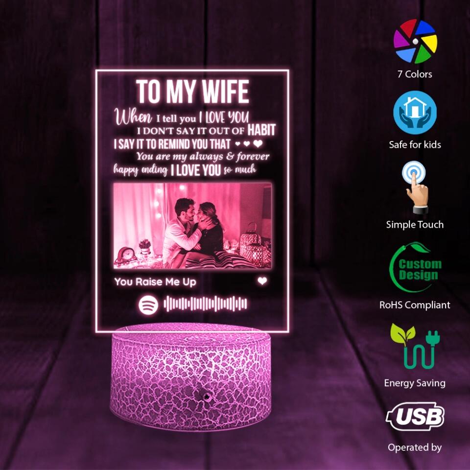 Personalized Valentine Gifts - When I Tell You I Love You I Don't Say It Out of Habit - Personalized Night Light