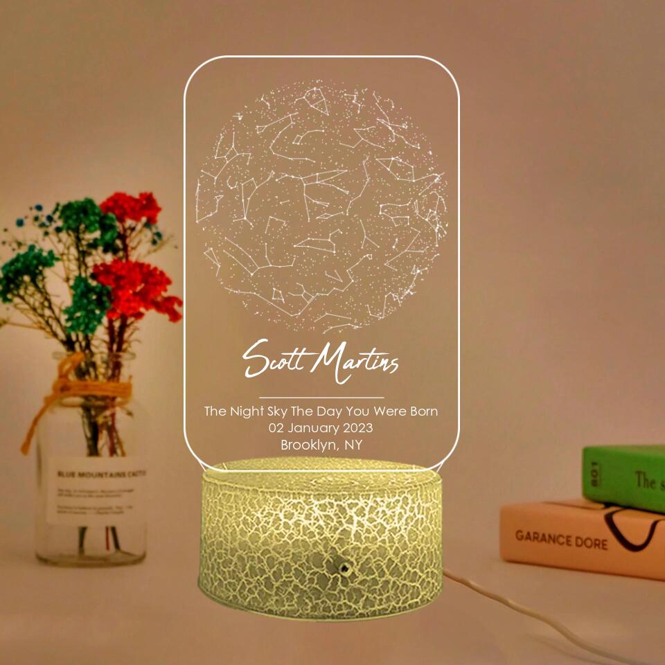 Personalized Valentine Gifts - The Night Sky The Day You Were Born - Personalized 3d LED Light - Gift For Family