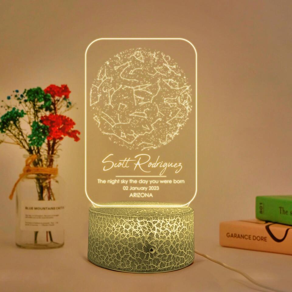 Personalized Valentine Gifts - The Night Sky The Day You Were Born - Personalized 3d LED Light - Gift For Family