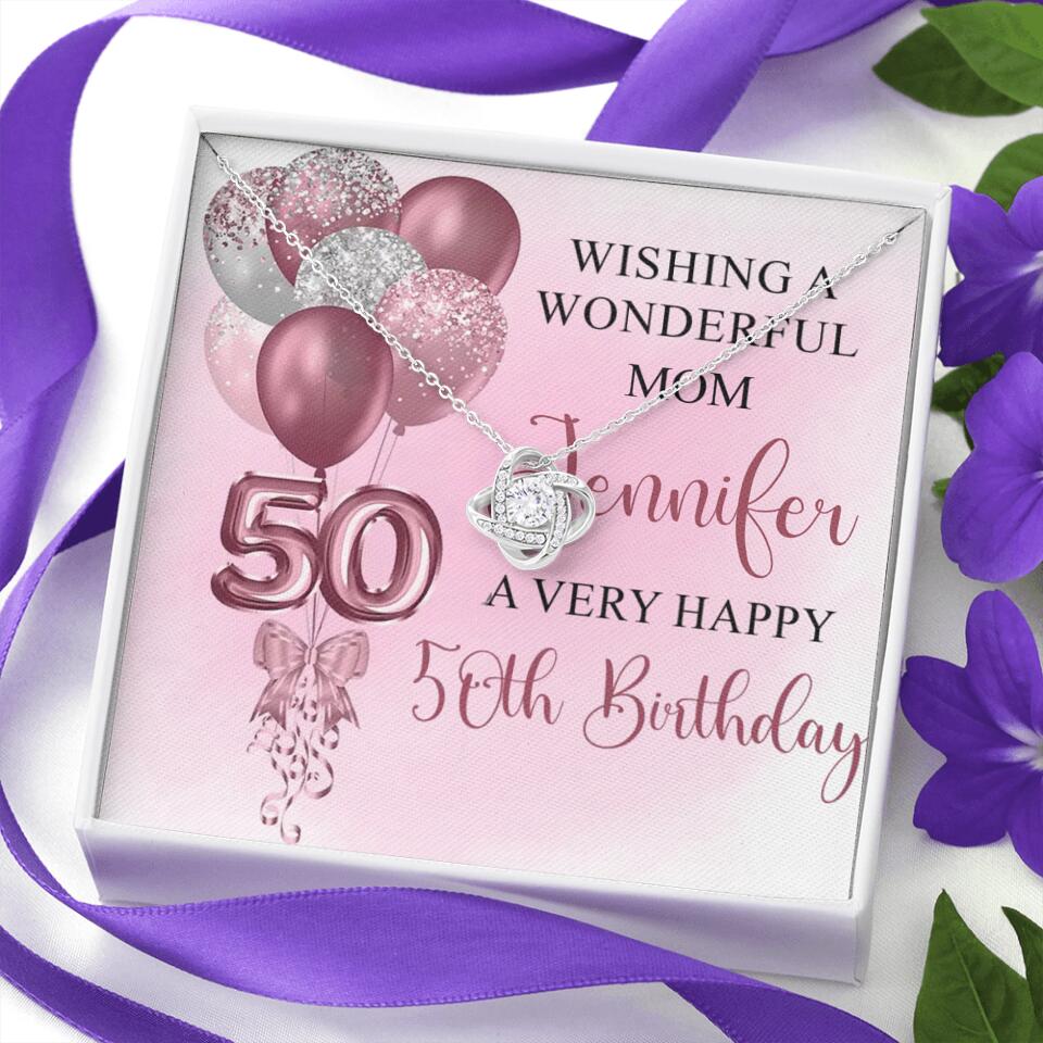 Balloon Wishing a Wonderful Friend Mom a Very Happy Birthday - Personalized Necklace - 50th Birthday Gift for Women