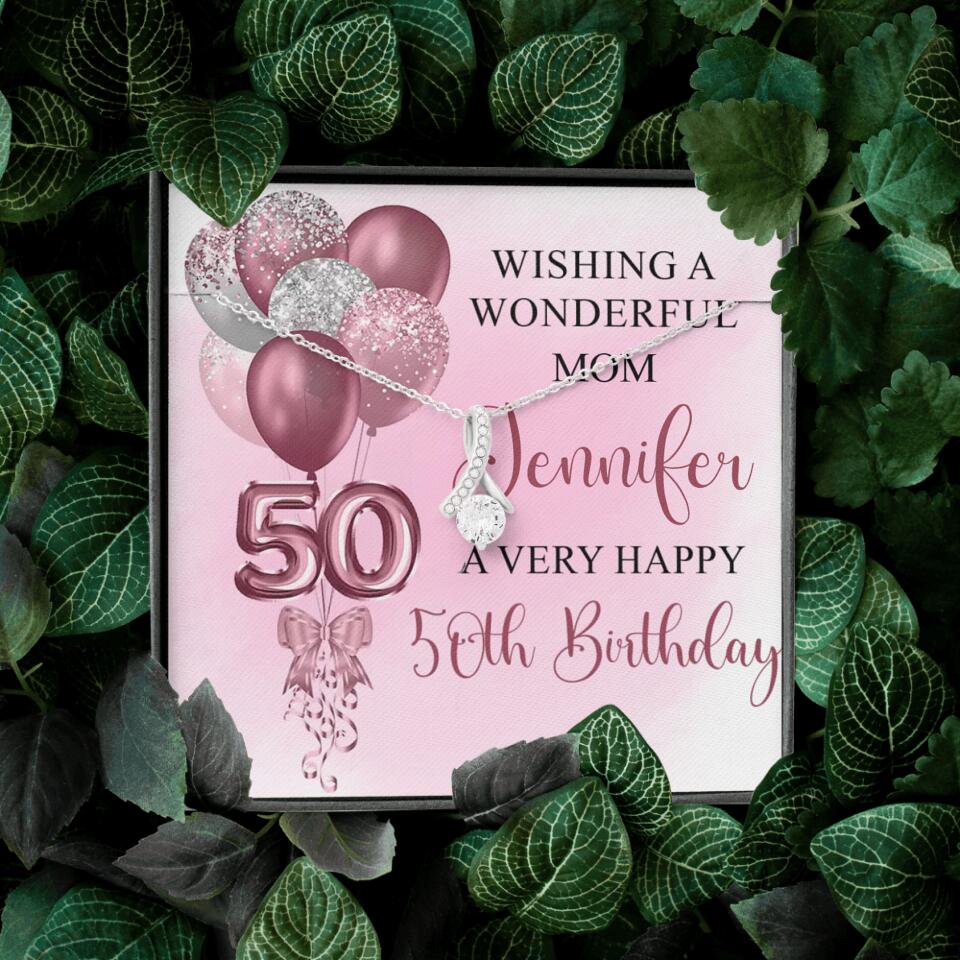 Balloon Wishing a Wonderful Friend Mom a Very Happy Birthday - Personalized Necklace - 50th Birthday Gift for Women