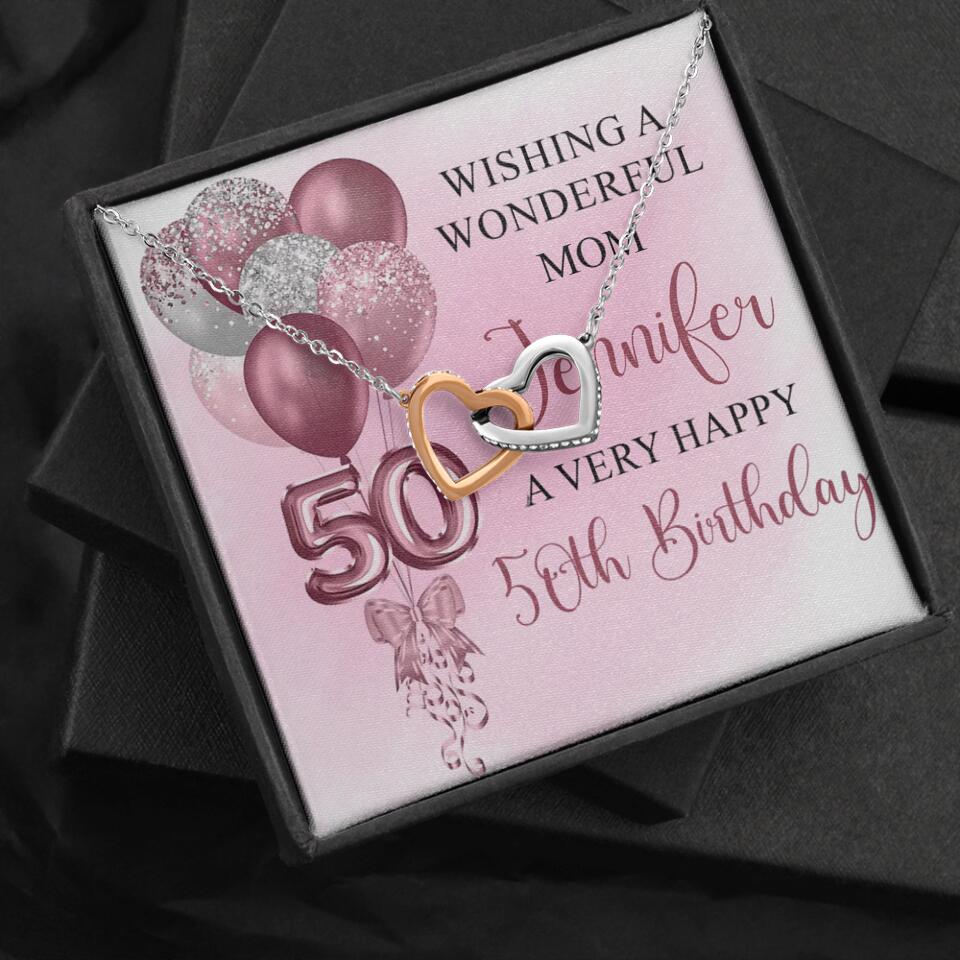 Balloon Wishing a Wonderful Friend Mom a Very Happy Birthday - Personalized Necklace - 50th Birthday Gift for Women