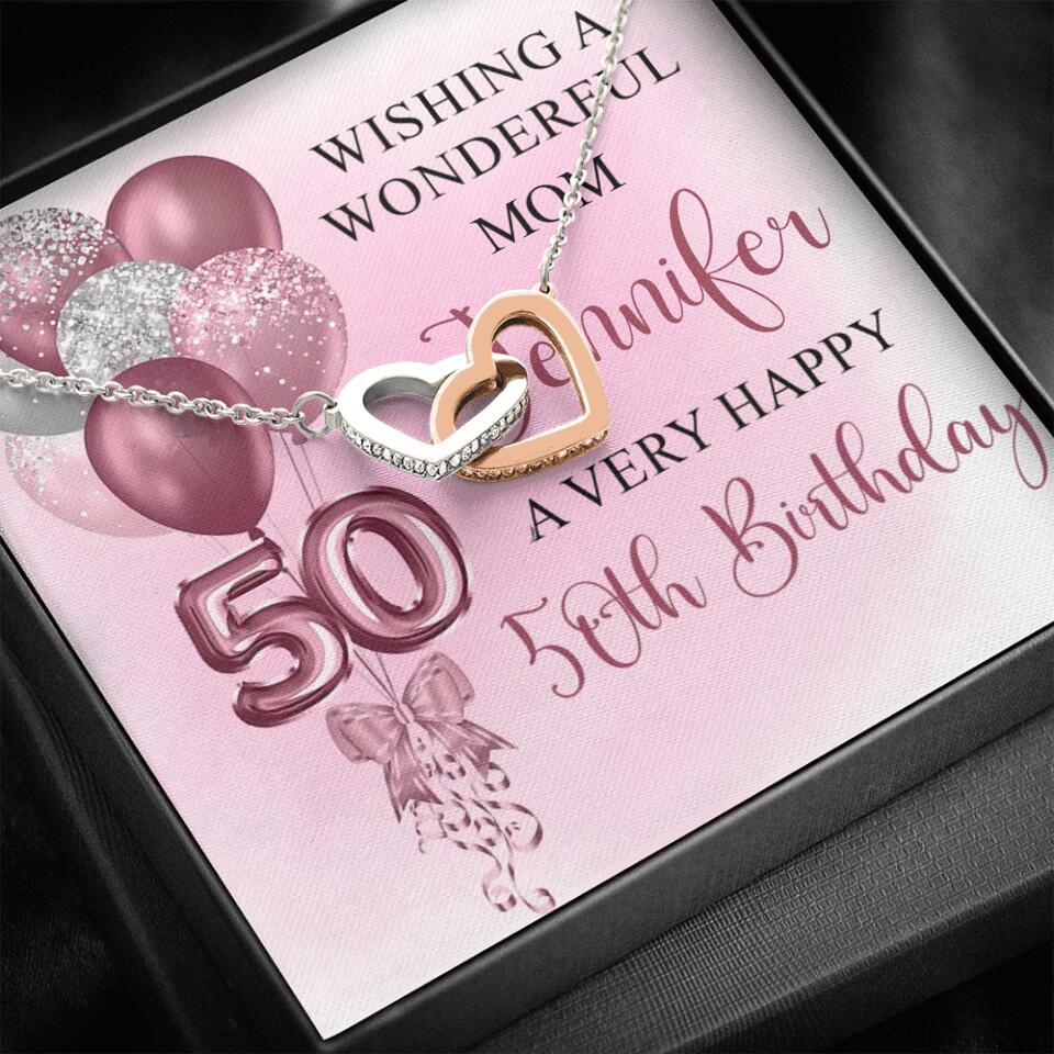 Balloon Wishing a Wonderful Friend Mom a Very Happy Birthday - Personalized Necklace - 50th Birthday Gift for Women