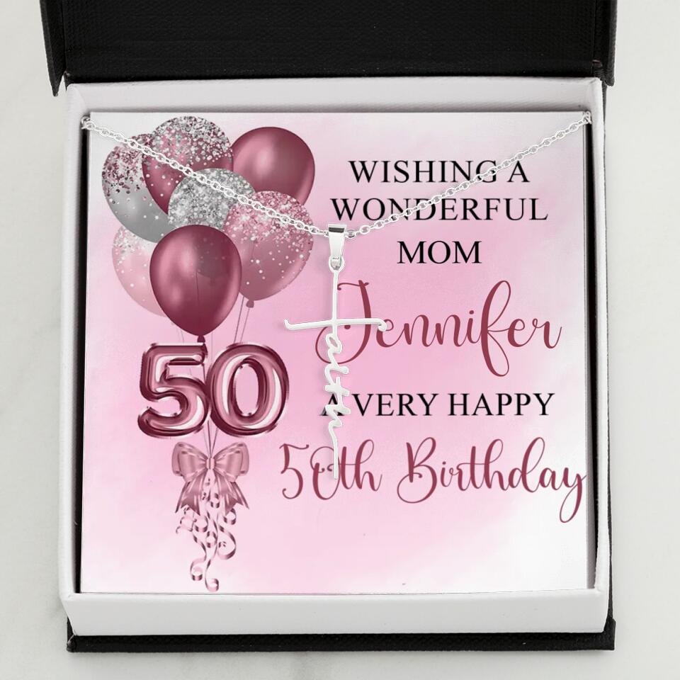 Balloon Wishing a Wonderful Friend Mom a Very Happy Birthday - Personalized Necklace - 50th Birthday Gift for Women
