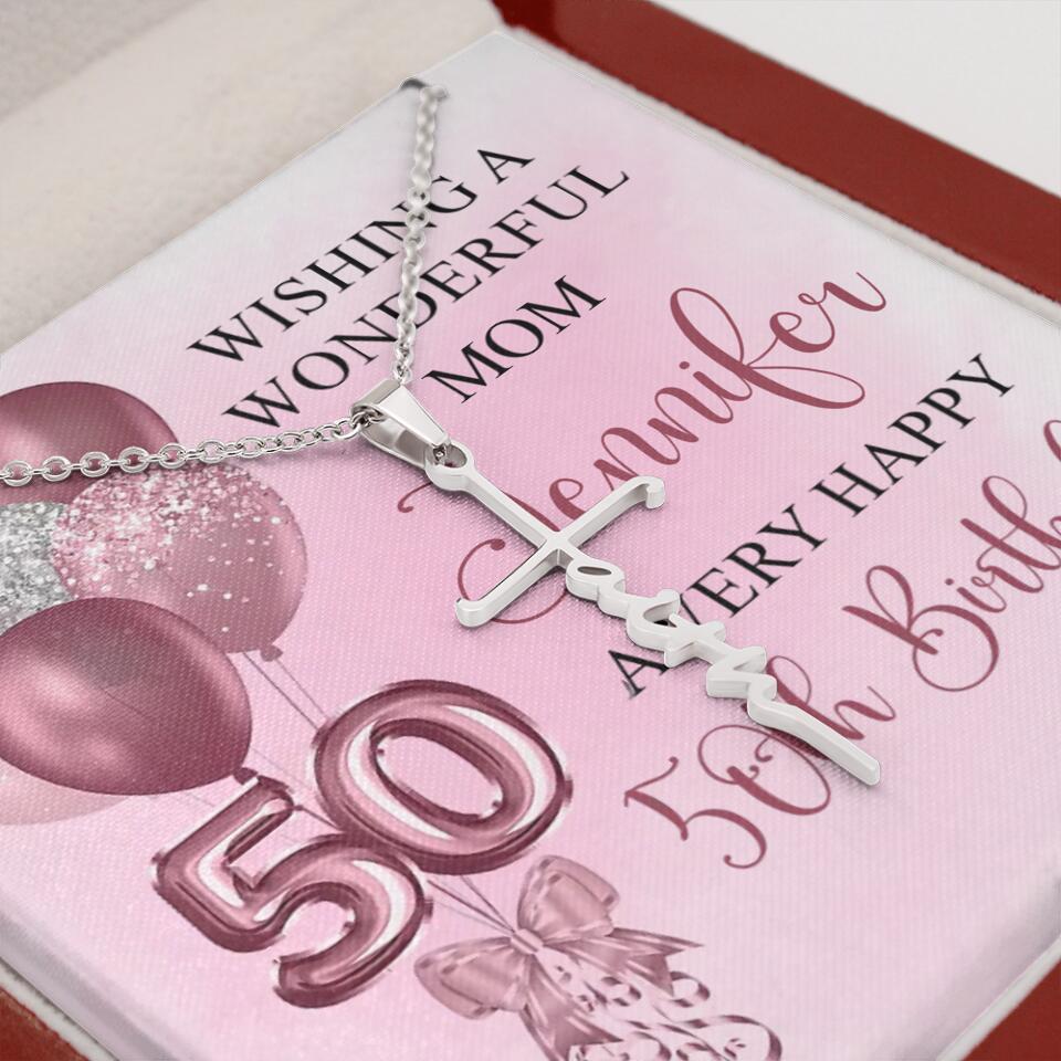 Balloon Wishing a Wonderful Friend Mom a Very Happy Birthday - Personalized Necklace - 50th Birthday Gift for Women