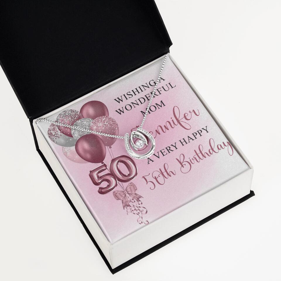 Balloon Wishing a Wonderful Friend Mom a Very Happy Birthday - Personalized Necklace - 50th Birthday Gift for Women