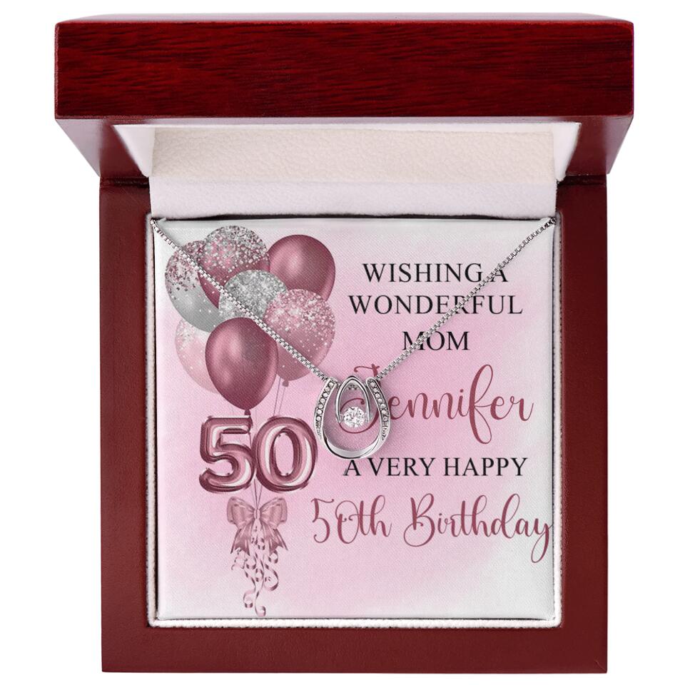 Balloon Wishing a Wonderful Friend Mom a Very Happy Birthday - Personalized Necklace - 50th Birthday Gift for Women
