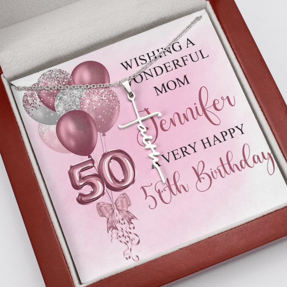 Balloon Wishing a Wonderful Friend Mom a Very Happy Birthday - Personalized Necklace - 50th Birthday Gift for Women