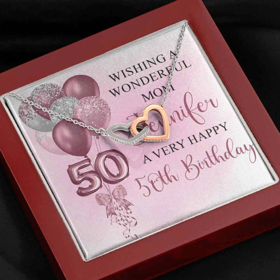 Balloon Wishing a Wonderful Friend Mom a Very Happy Birthday - Personalized Necklace - 50th Birthday Gift for Women