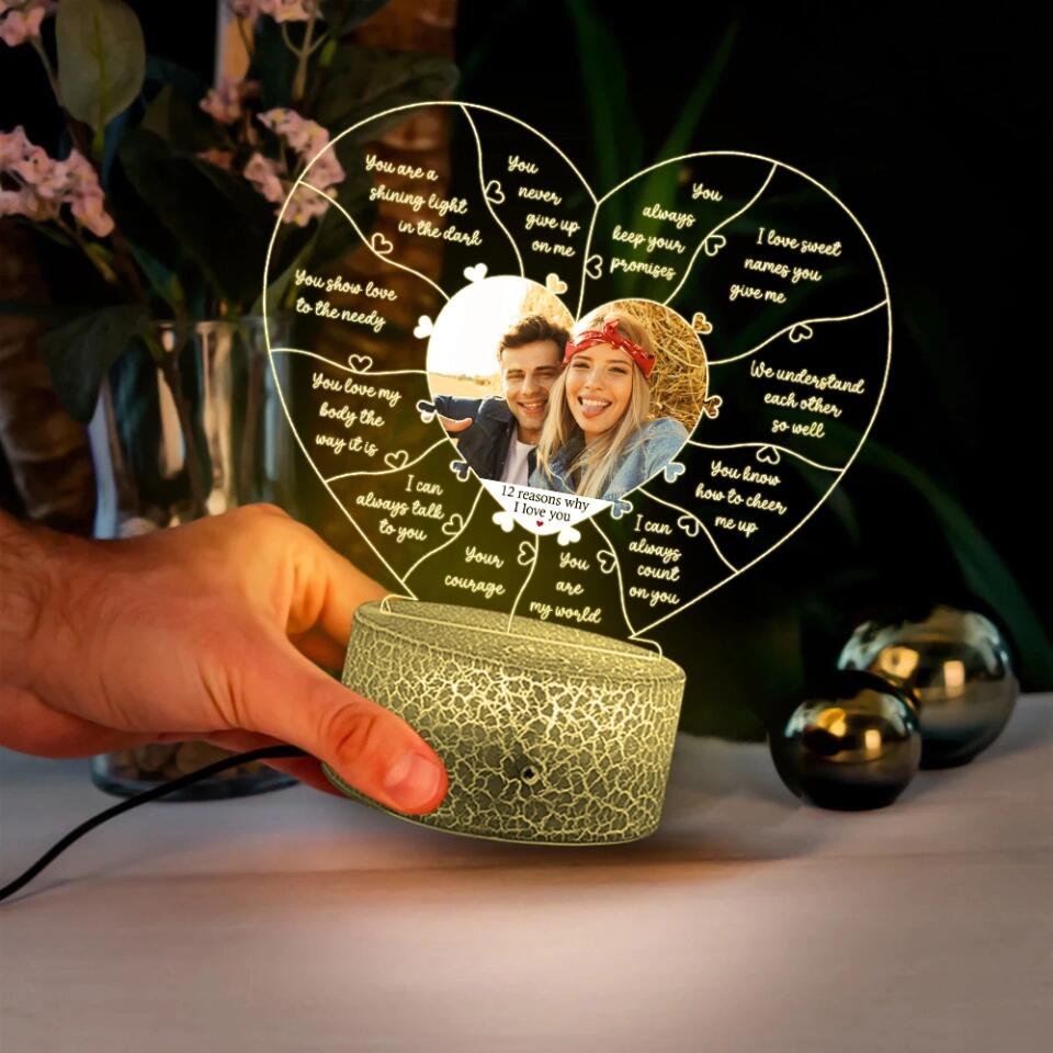12 Reasons Why I Love You - Personalized Night Light