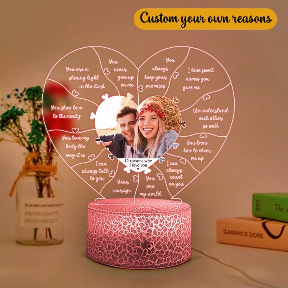 12 Reasons Why I Love You - Personalized Night Light