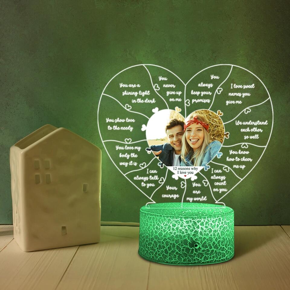 12 Reasons Why I Love You - Personalized Night Light