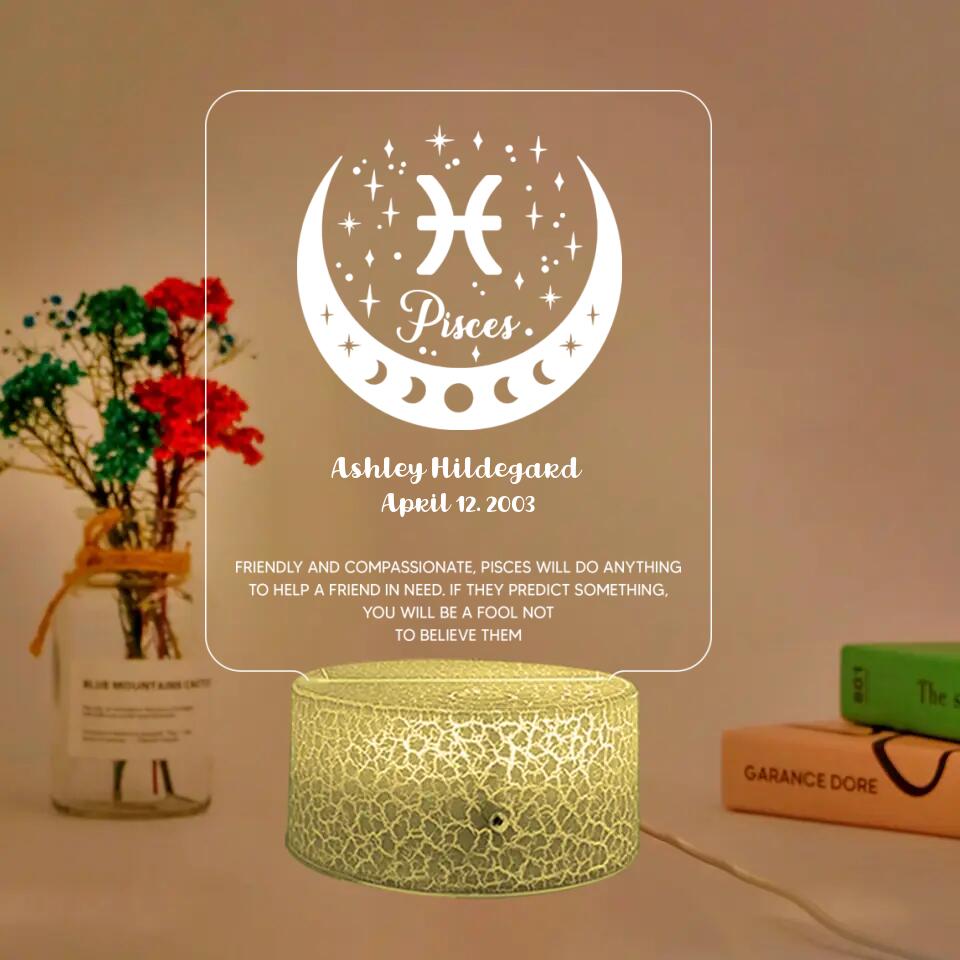 12 Zodiac Signs The Astrological Signs Personalities - Personalized LED Light - Custom Sign and Name