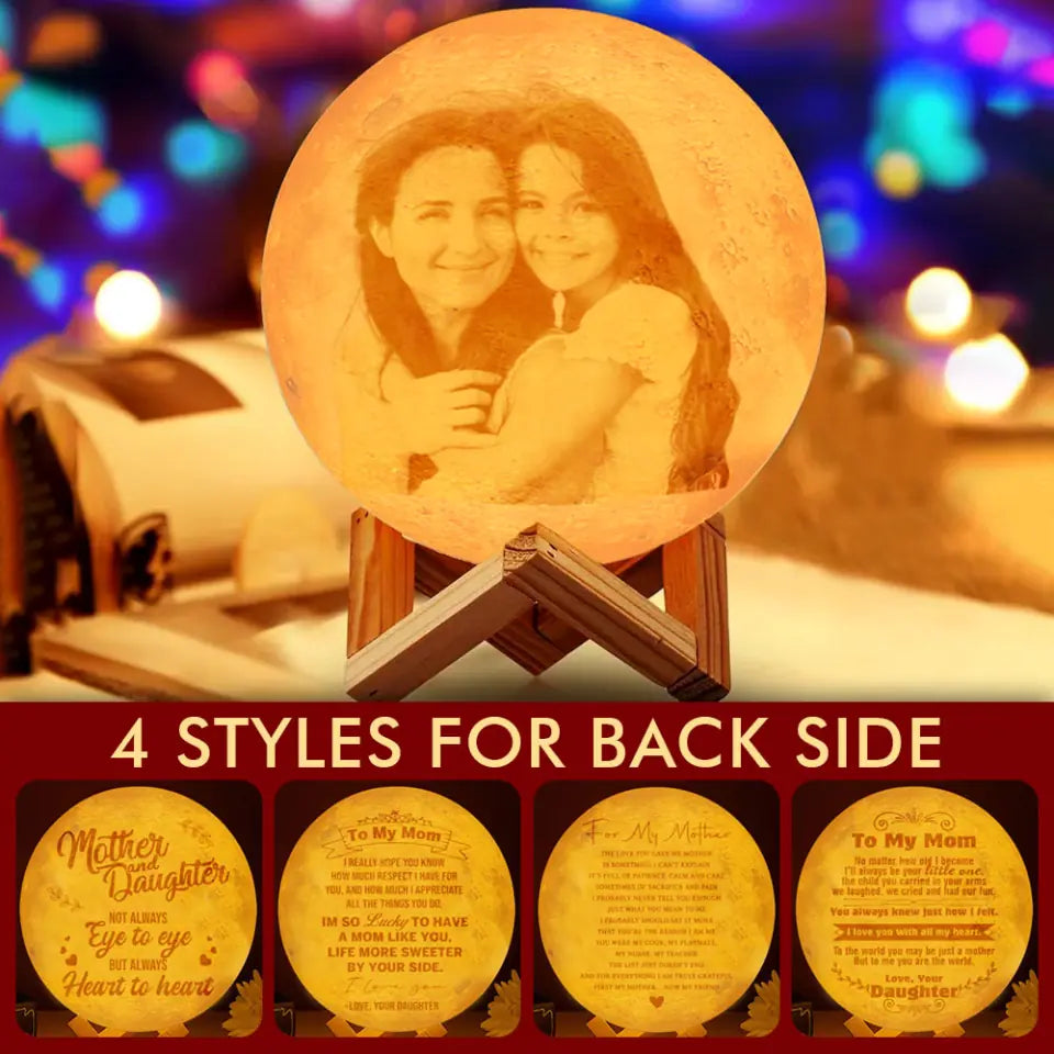 I Love You With All My Heart - Personalized 3D Moon Lamp - Mother and Daughter Gift