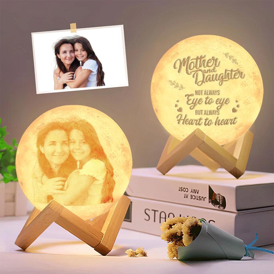 I Love You With All My Heart - Personalized 3D Moon Lamp - Mother and Daughter Gift