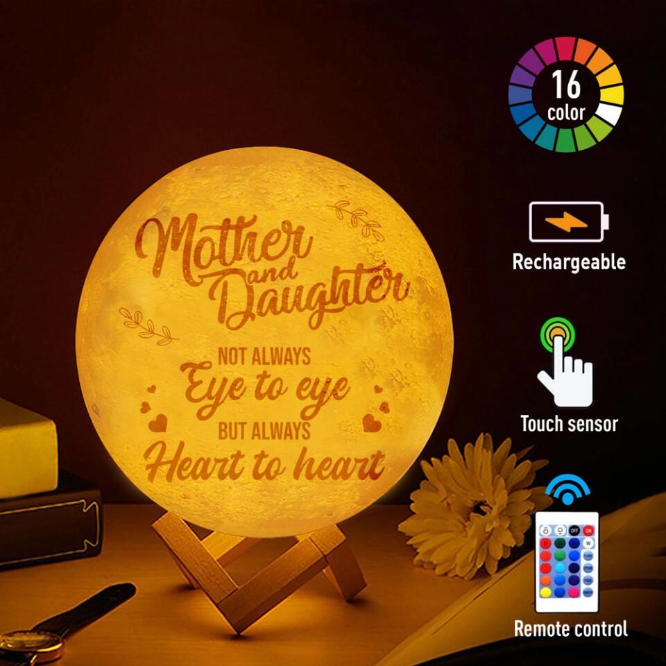 I Love You With All My Heart - Personalized 3D Moon Lamp - Mother and Daughter Gift