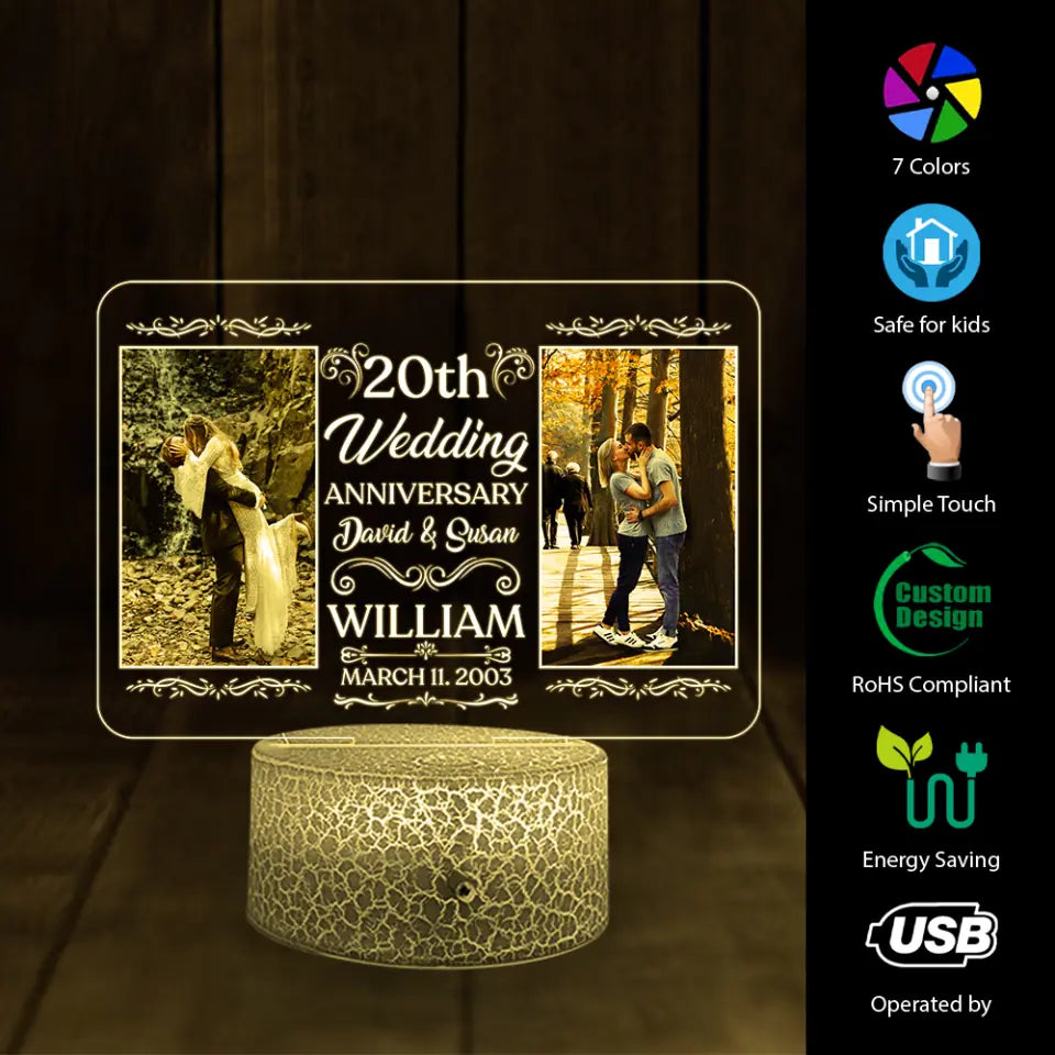 Personalized Wedding Anniversary 3D LED Light