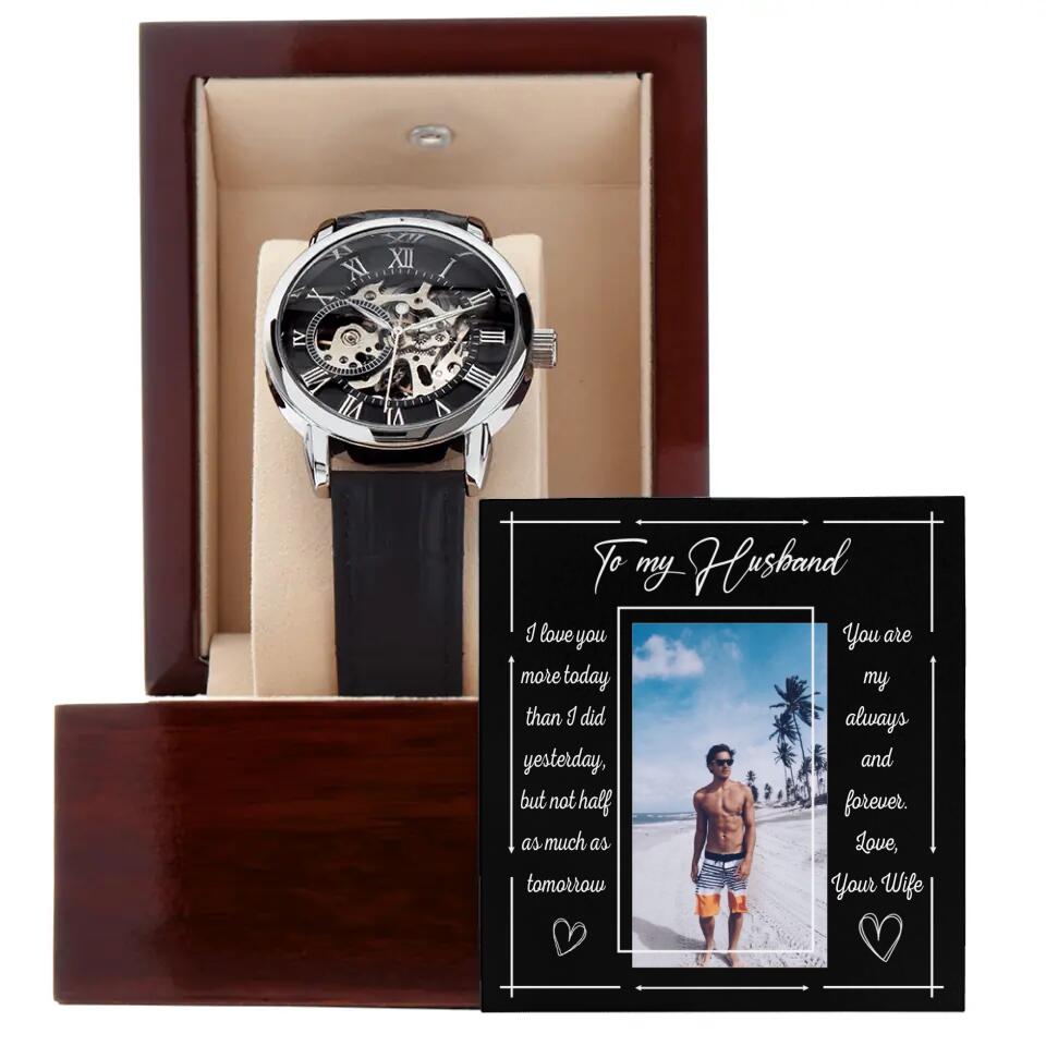 To My Husband from Wife, Personalized Men's Luxury Watch, Wedding Anniversary Gift for Him