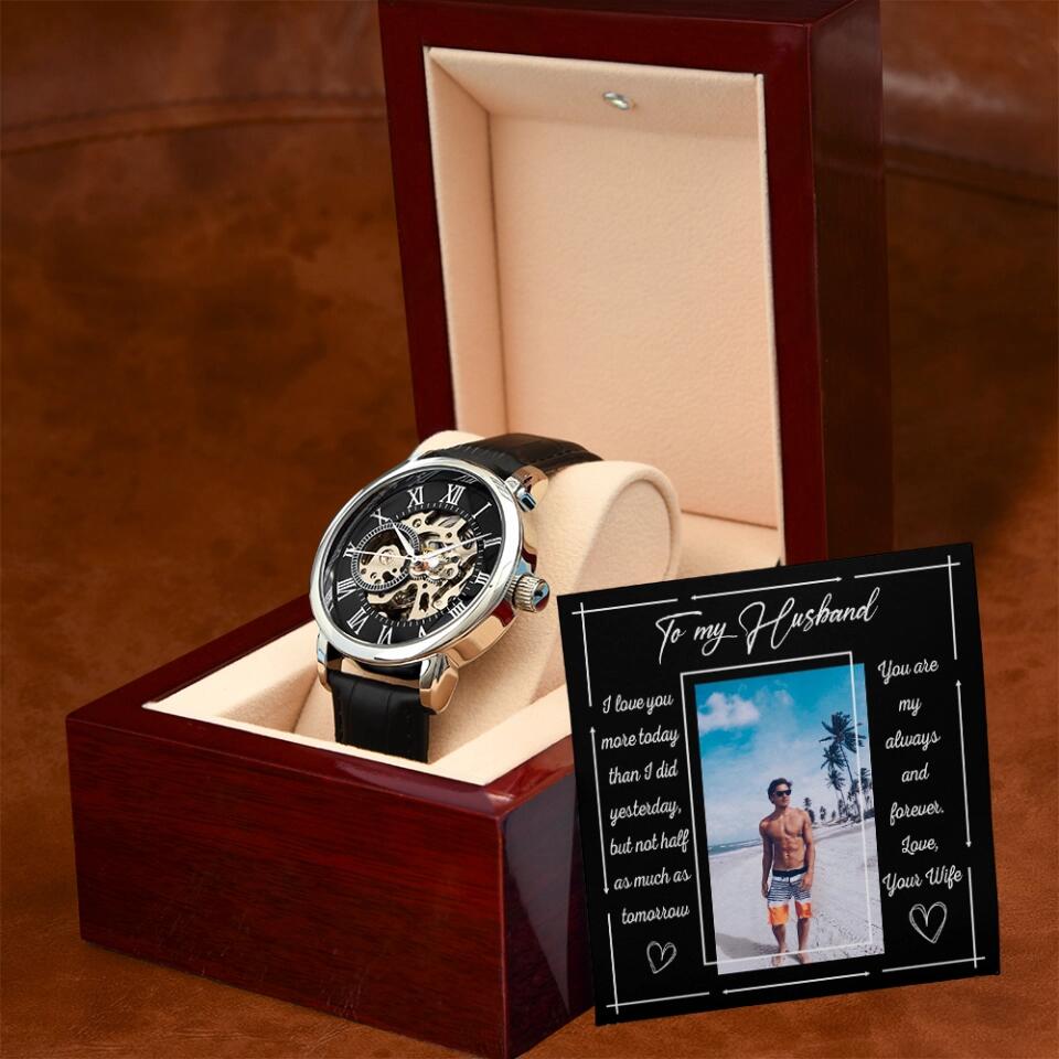 To My Husband from Wife, Personalized Men's Luxury Watch, Wedding Anniversary Gift for Him