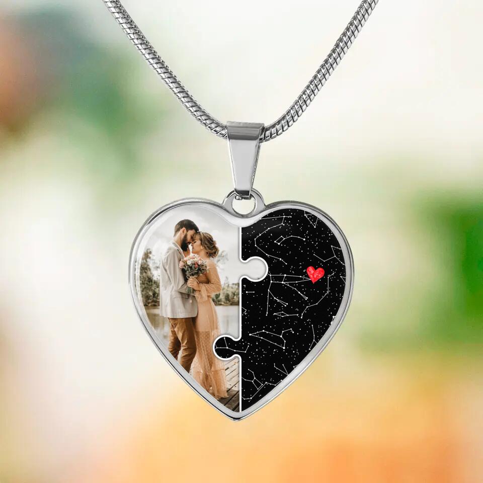 Custom Map And Photo Keychain And Heart Necklace Anniversary Gift For Her