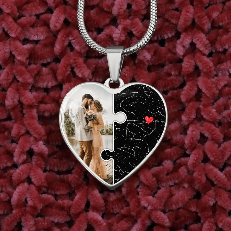 Custom Map And Photo Keychain And Heart Necklace Anniversary Gift For Her