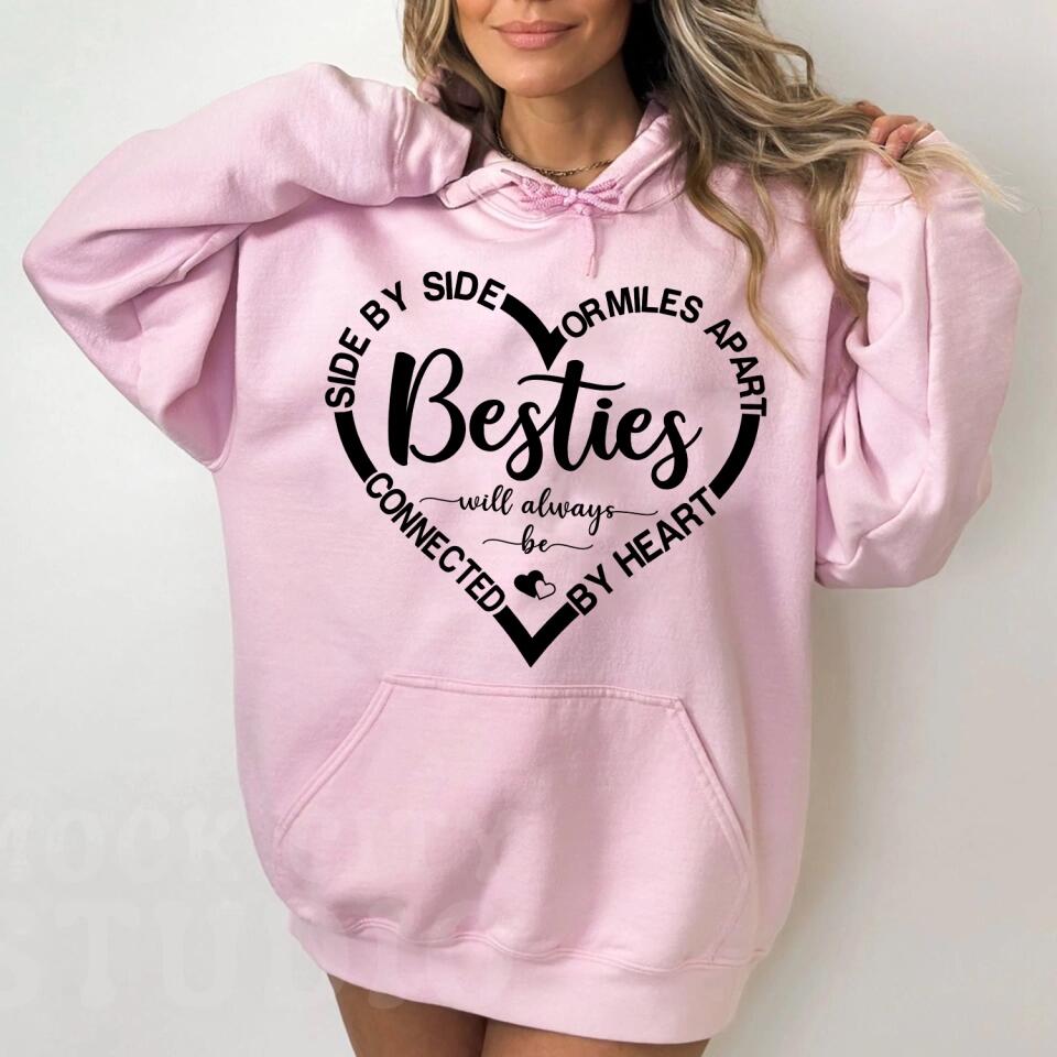 Side By Side Or Miles Apart Gift For Bestie Personalized T-shirt