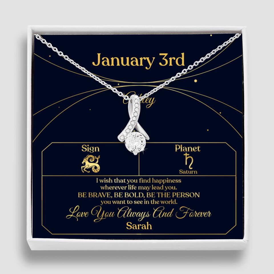 I Wish That You Find Happiness Personalized Zodiac Sign Jewelry