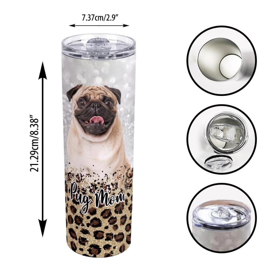 Dog Mom Glitter Auto Background Removal Personalized Tumbler