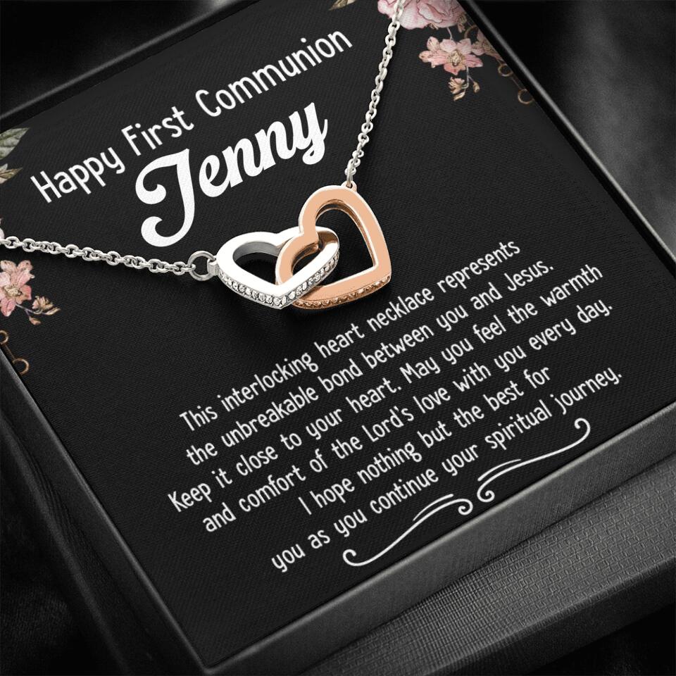 Happy First Communion Personalized Necklace Gift For Daughter