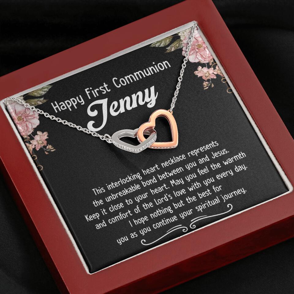 Happy First Communion Personalized Necklace Gift For Daughter