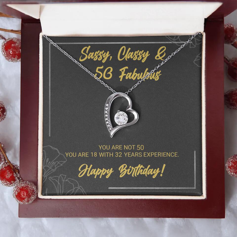 Sassy Classy 50 And Fabulous - Personalized Necklace Multiple Choice - Gift For Her On Birthdays