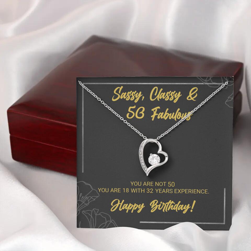 Sassy Classy 50 And Fabulous - Personalized Necklace Multiple Choice - Gift For Her On Birthdays
