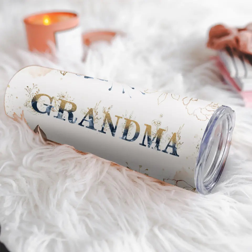 Floral Grandma Personalized Skinny Tumbler Mother's Day Gift
