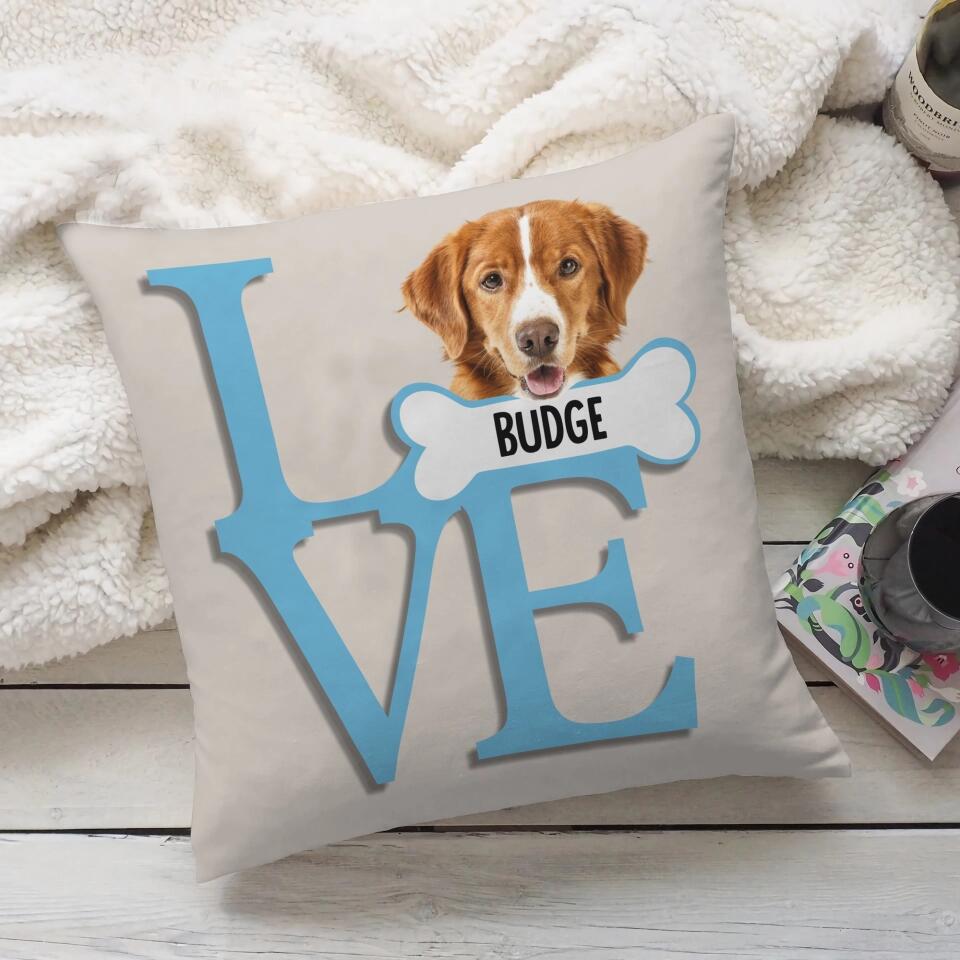 Custom Dog Face Dog And Love Pillow Gift For Dog Dad Dog Mom