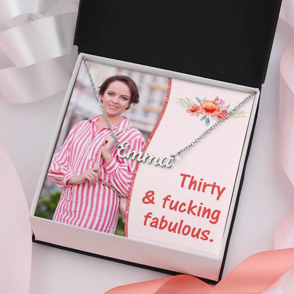 Thirty & Fucking Fabulous Personalized Photo And Age Necklace