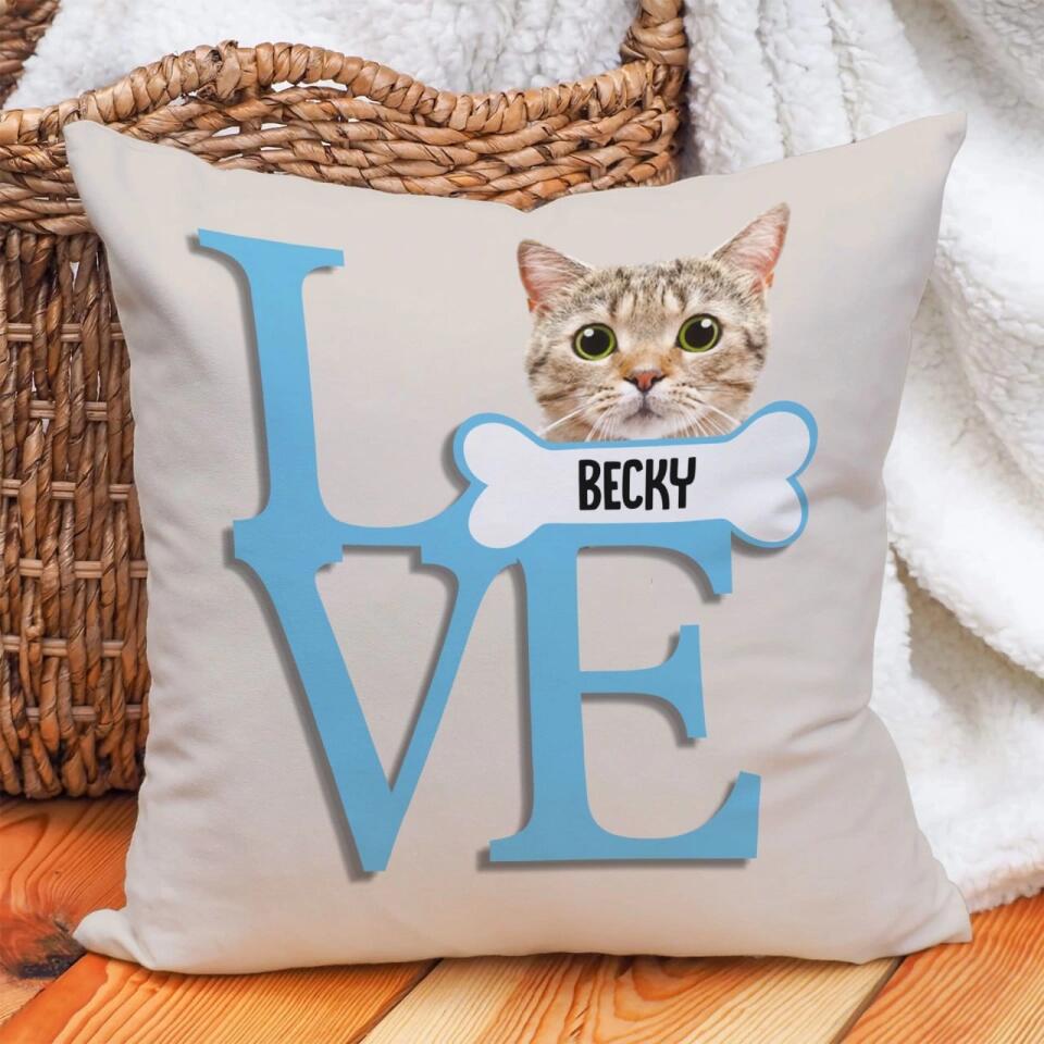 Custom Dog Face Dog And Love Pillow Gift For Dog Dad Dog Mom