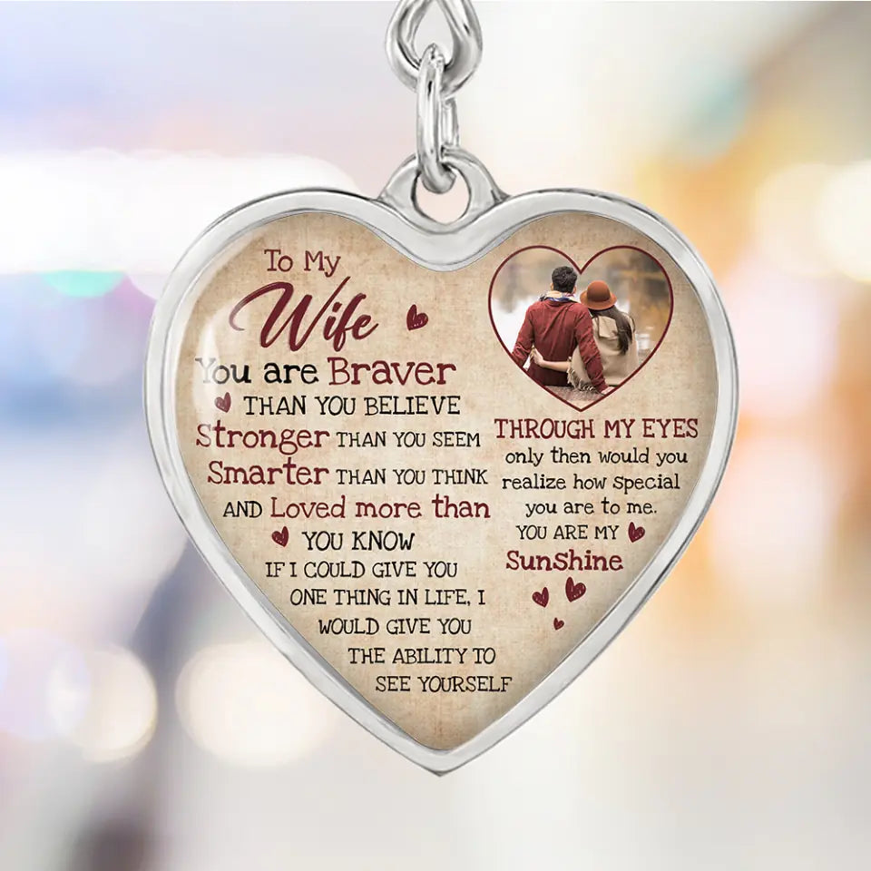 To My Wife Girlfriend Custom Necklace And Keychain Anniversary Gift For Her