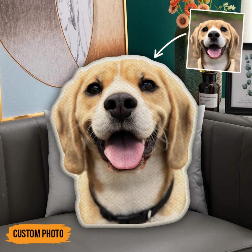 Custom Dog/Cat Face - Personalized Photo Pillow - Gift For Pet Lover