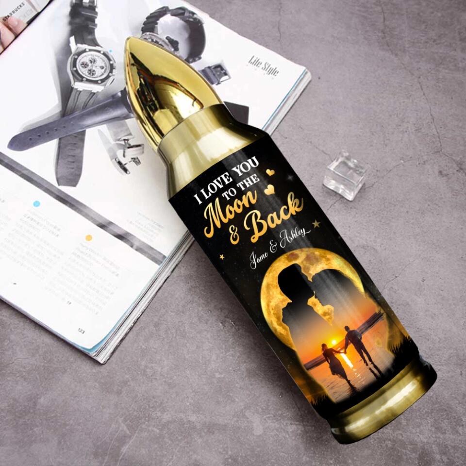 To My Wife I Love You to The Moon and Back, Custom Bullet Tumbler, Anniversary Gift for Her