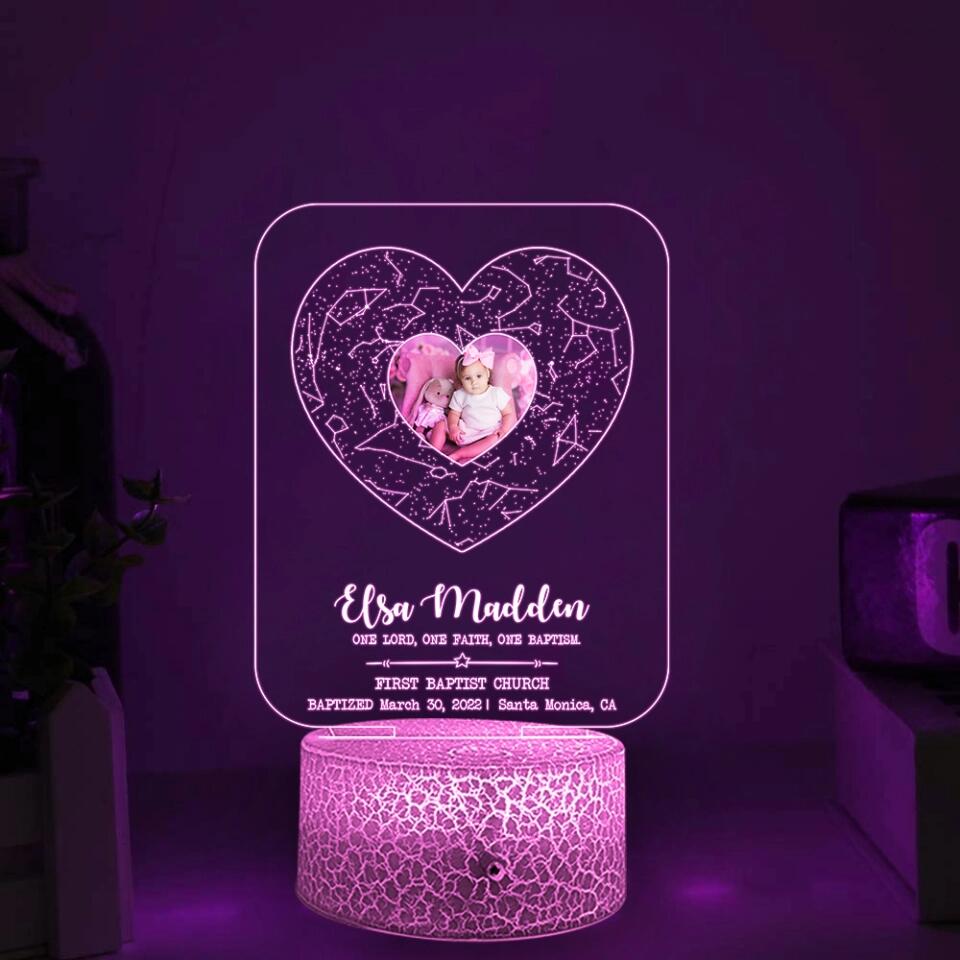 First Baptist Church One Lord One Faith One Baptism Custom 3D Light First Communion Gifts