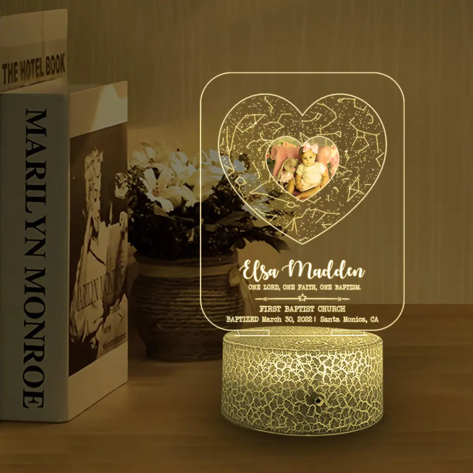 First Baptist Church One Lord One Faith One Baptism Custom 3D Light First Communion Gifts