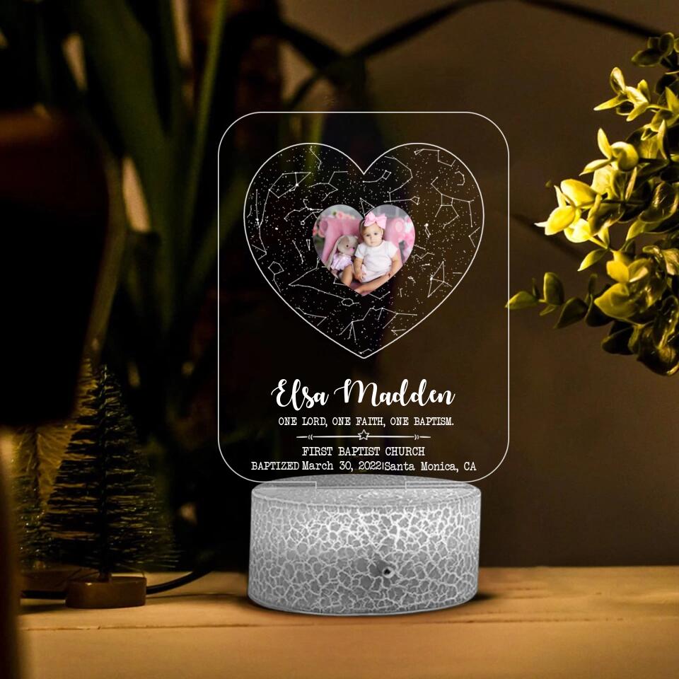 First Baptist Church One Lord One Faith One Baptism Custom 3D Light First Communion Gifts