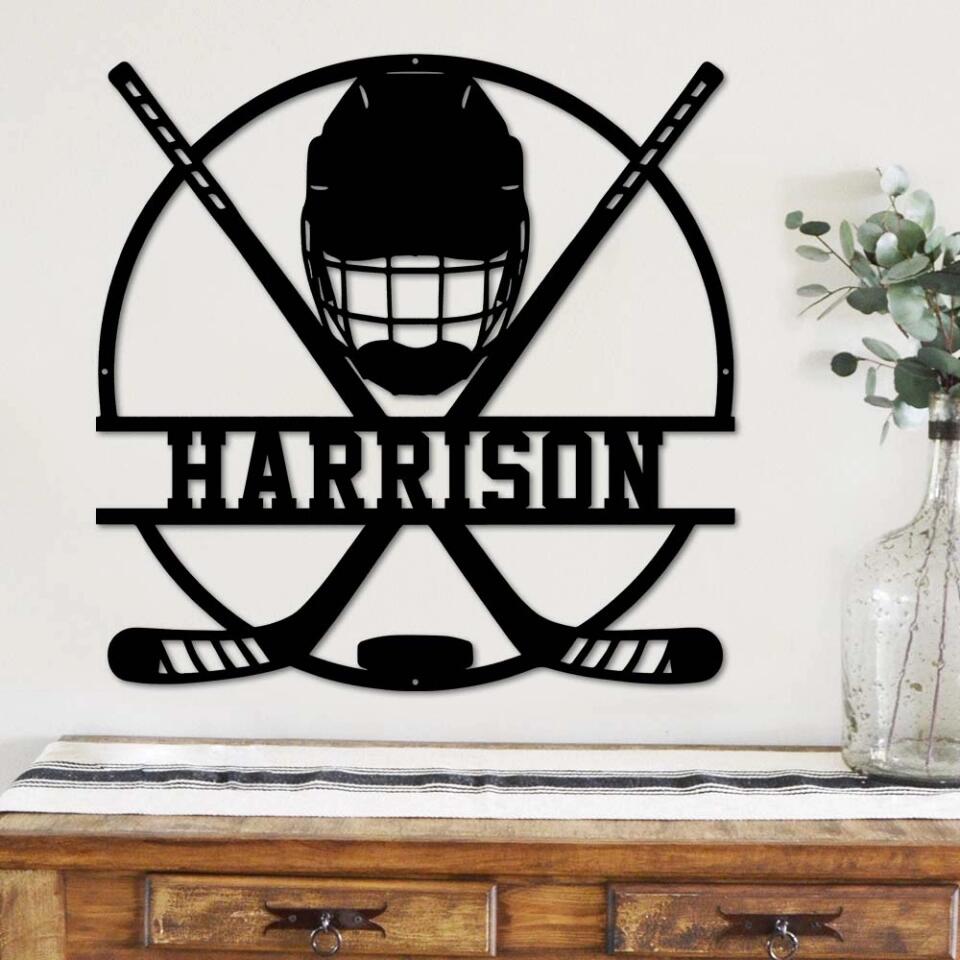 Hockey Stick Custom Metal Wall Art Personalized Air Hockey Metal Signs